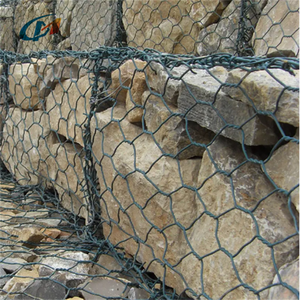 Rockfall duvar için 1x1x5m altıgen <span class=keywords><strong>PVC</strong></span> kaplı dokuma çelik tel <span class=keywords><strong>Gabion</strong></span> kutusu taş kafesleri - Product Image 2