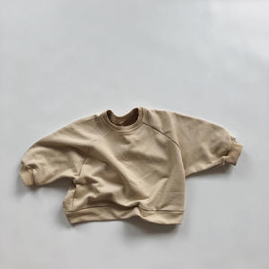 Vente en gros usine : Sweat-shirt à col ras du cou uni, 5 couleurs, ensemble crop top pour enfants, sweat-shirt marron personnalisé pour bébé - Product Image 6