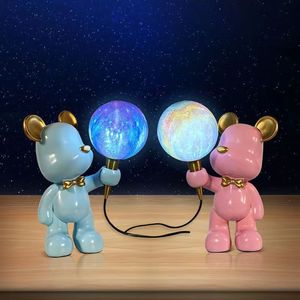 โคมไฟข้างเตียงพิมพ์ลาย 3 มิติ สไตล์นอร์ดิก ลายหมีสุดเทรนดี้ ดีไซน์มินิมอลแบบยุโรป สำหรับตกแต่งห้องนอนและโต๊ะข้างเตียง - Product Image 5