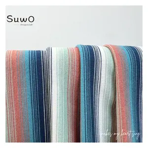 Colorful Striped 240g Cotton Polyester Viscose Knitted Fabrics For Clothing Tshirts