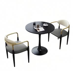 Ensemble de <span class=keywords><strong>table</strong></span> à manger ronde de luxe avec plateau en pierre frittée et base dorée, style moderne, faible MOQ, achat en gros, OEM ODM - Product Image 5