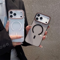 Support de caméra magnétique transparent pour iPhone 17 Air 16 15 14 Pro Max, coque de protection en acrylique compatible avec la charge sans fil