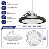 Éclairage Industriel LED UFO 300W 200W 100W pour Grandes Dépendances, Éclairage Commercial 100-277V pour Entrepôt, Stade, Garage, Atelier