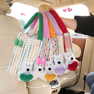Car Seat Back Hanging Tissue <b>Box</b> Fabric Multifunction Dual Purpose Vehicle <b>Heart</b> <b>Shape</b> Cute Puppy Design - Product Image 4