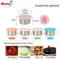 Nicety Mini Petit récipient rond pour collations en acier inoxydable 304 avec couvercle en silicone étanche, récipient à sauce écologique pour le camping