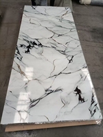 Panneau mural en PVC de style moderne 1220*2440 MM, finition brillante UV, effet marbre, insonorisant, imperméable, ignifuge, fluorescent, pour salle de bain et salle à manger