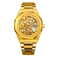 Fournisseur Chinois Montre Mécanique Squelette de Luxe à Bracelet en Acier Inoxydable, Montre Automatique Homme avec Logo Personnalisé