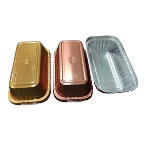 Gold Color Disposable Food Container Aluminum Foil Container Food Grade Tin Foil Box 199*115*55mm 650ml Cake Baking Foil Model