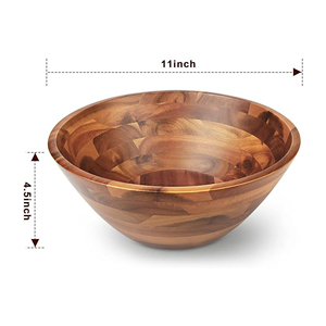 קערת הגשה לסלט, מרק, פירות, דגנים וקטניות, עשויה מעץ במבוק אקולוגי, עמידה וניתנת להתאמה אישית, למסיבות,  נמכרת במהירות. - Product Image 2