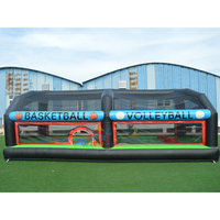 Terrain de sport gonflable commercial pour le football, le volley-ball et le basketball, idéal pour la location lors d'événements en plein air