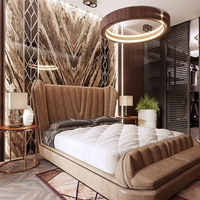 Camas modernas de hotel King Size Designer Elegent Platform Bed Set Cama de hotel de lujo