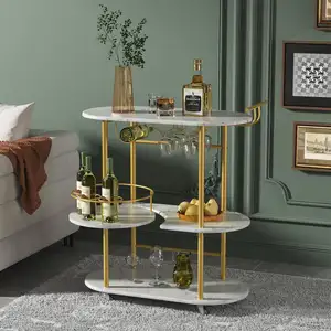 Vente en gros de chariots de services hôteliers Chariot de bar en métal pour boissons alcoolisées Chariots de cuisine mobiles Chariots de bar pour le service - Product Image 1