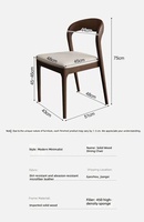 Chaise de salle à manger nordique en bois massif, dossier incurvé, coussin rembourré, chaise latérale minimaliste en bois, pour la maison, la salle à manger, le café, mobilier personnalisé OEM.
