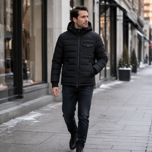 Veste courte à capuche pour <span class=keywords><strong>homme</strong></span>, vente chaude, coupe ajustée, manteau d'hiver chaud - Product Image 4