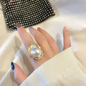 Retro Special-shaped Pearl Exaggerated Personality Fashion Design Index Finger Ring For Women