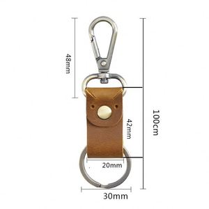 Porte-clés en cuir PU rétro avec gravure laser double face en métal, cadeau pour voiture, Chris Genuine, pour femme et homme, avec anneau de ceinture - Product Image 3
