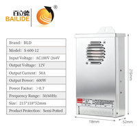 Alimentation électrique Bailide 12V/24V 600W pour extérieur, étanche et résistante à la pluie, pour éclairage de bâtiment, lampe LED, équipement d'alimentation