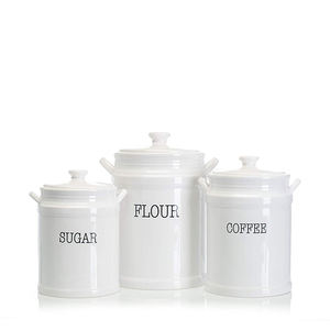 Bianco di formato personalizzato smaltato tè di caffè di zucchero sale da cucina barattolo di archiviazione di <span class=keywords><strong>ceramica</strong></span> per la decorazione - Product Image 4