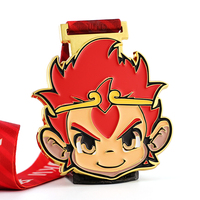 Médaille de récompense de course sportive personnalisée avec rubans, émail de haute qualité, logo de dessin animé personnalisé, médaille de qualité supérieure en or
