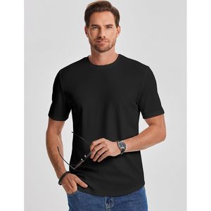 T-shirt en tricot texturé pour homme FOXA, manches courtes, respirant, coton et élasthanne, décontracté, pour la salle de sport, l'entraînement, l'athlétisme - Product Image 2