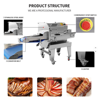 Automatische gekookte vlees snijmachine | Snijmachine voor gekookt varkensvlees, rundvlees, kip, spek, ham, worst | Hoge efficiëntie verwerkingsapparatuur