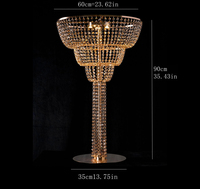 Décoration de table de mariage de luxe en cristal de haute qualité avec batterie au lithium, lumière or et argent pour centre de table, support de fleurs