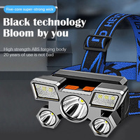 Lampe frontale LED rechargeable USB haute puissance à lumière rouge pour camping et exploitation minière, avec batterie lithium 18650 et corps en aluminium