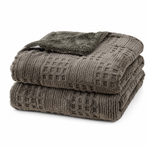 Manta tipo waffle de Polonia, color carbón, reversible, de felpa, con textura de rejilla, acogedora para dormitorio, lista para envío en la UE - Product Image 4
