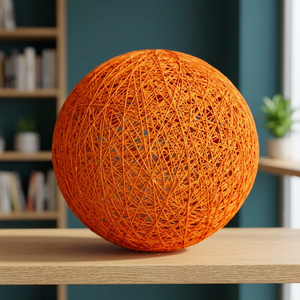 Orange Modern Rattan Ball Lampshade 30 cm Woven Pendant Light Cover Indoor Decorative Shade Warm White - Product Image 4