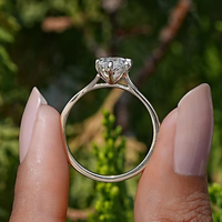 Anillo de Compromiso con Diamante Cultivado en Laboratorio CVD/HPHT, Corte Marquesa de 0.5-3CT, Certificado IGI, Oro Blanco Sólido de 10K/14K/18K