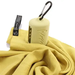 Travel Mini Reusable Small Water Cold Cooling Micro Gym Fiber Dry Sport Towel In Silicone Bag mini cooling towel