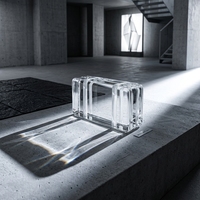 Brique de verre décorative de luxe faite à la main, perforée verticalement, à fusion à chaud, pour mur-rideau architectural, hôtel, salon