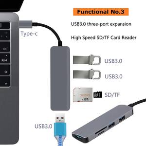Hub USB-C 5-en-1 avec double interface Type-C 3.0 et lecteur de cartes <span class=keywords><strong>Micro</strong></span> <span class=keywords><strong>SD</strong></span>/TF pour <span class=keywords><strong>Mac</strong></span>, S9/S8, P20 (en stock) - Product Image 4