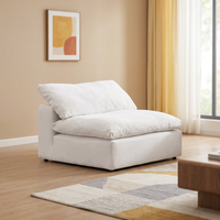 Canapé modulaire sans accoudoirs crème personnalisable, siège individuel, pièce de canapé sectionnel librement combinable pour ensembles de meubles de salon