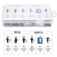 HE26 100 pièces Clips de fixation pour voiture tamponneuse, rivets en plastique, kit de fixation à poussoir, avec 6 tailles, ensemble de rivets de verrouillage à poussoir pour automobile