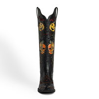 Bottes Western à Bout Pointu et Cloutées pour Femme, Imprimé 3D Citrouille, Bottes de Cowboy pour Halloween - Distribution Usine WETKISS