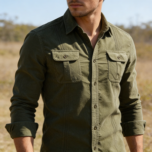 Camisa Casual de Negocios para Hombre, Estilo Vintage, Otoño 2025, Talla XL, Nuevo Diseño, Manga Larga, Corte Ajustado, Algodón Velour Estampado - Product Image 6