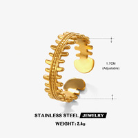 Popularité or anneaux réglables avec cercles Design créatif sens poisson souhait os anneau minimaliste tendance bijoux en acier inoxydable