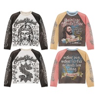 Fabricant OEM de T-shirts en coton gaufré à manches longues pour hommes, coupe ample, oversize, manches raglan, style streetwear, tricoté, thermique