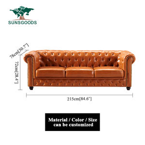 فاخر كلاسيكي 3 مقاعد جلد طبيعي تشيسترفيلد أريكة زر معانقة تصميم أريكة لوفيسيت لغرفة المعيشة أو الأثاث المدرسي - Product Image 6