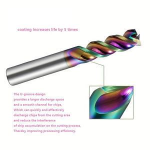 أداة طحن ملونة ثلاثية الشفرات بتجويف على شكل حرف U لطحن الألومنيوم، أداة طحن 3 مم مطلية بـ DLC، أدوات طحن مربعة للألمنيوم - Product Image 5