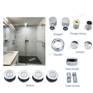 Sliding barn shower glass hardware sliding door fittings slide rail system kit steel fram shower door accessories