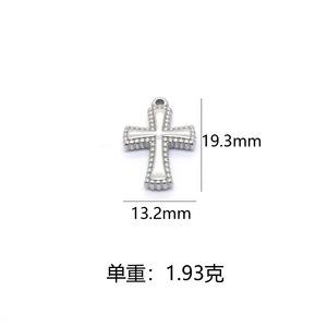 จี้รูปกางเขนสแตนเลสขนาดกลางขัดเงาอุปกรณ์ทำเครื่องประดับ DIY - Product Image 2