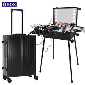 Obox customized Makeup Case with Rolling Wheels, Nylon Material and Multifunctional Design for Makeup Professional makeup artist