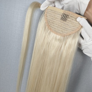 โรงงานดราก้อนบิวตี้ ผมแท้ 100% เรมี่ แฮร์ 10-30 นิ้ว ผมมนุษย์บริสุทธิ์ สีบลอนด์ หางม้าแบบผูกเชือก ต่อผม ผู้จำหน่าย - Product Image 5