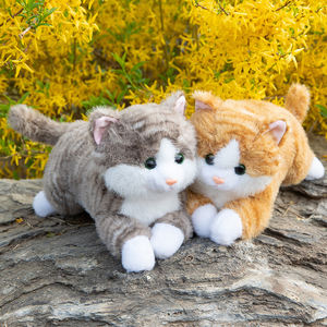 Simüle sevimli peluş hayvan oyuncak kedi yumuşak yastık peluş oyuncak sevimli simülasyon çizgili kedi simülasyon kedi peluş oyuncak - Product Image 3