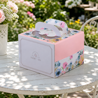 Boîte à gâteau personnalisée imprimée avec poignée, emballage en papier en gros pour desserts d'anniversaire et services de livraison à emporter
