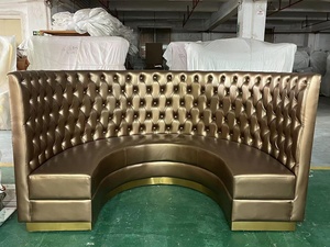 Barato moderno luz lujo cenar restaurantes diseño cuero botón medio círculo curvado restaurante redondo sofá cabinas asientos para <span class=keywords><strong>sal</strong></span> - Product Image 2
