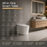 WC intelligent sans réservoir, cuvette carrée moderne, couleur personnalisée gris noir, avec siège chauffant, séchoir à air chaud, drainage S-Trap/P-Trap