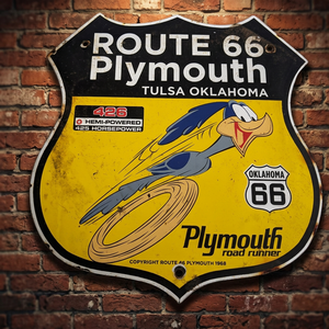 Plaque métallique Plymouth Route 66 Road Runner, panneau Oklahoma 66, décoration artistique de collection - Product Image 1